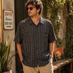 Gibson Trading Co Camp Collar Shirt‎ XXL Retro Geometric Print Indie Western